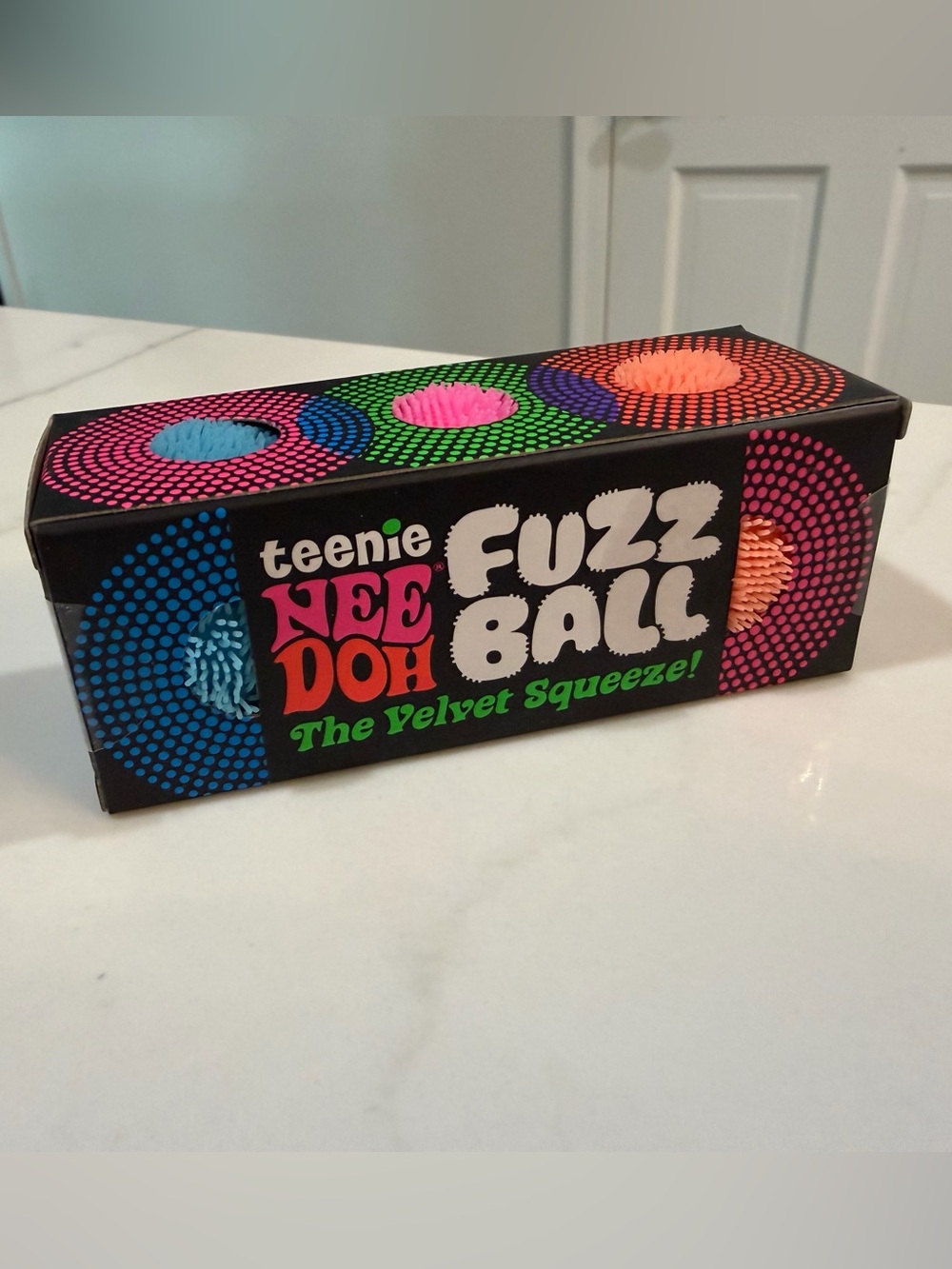 Schylling NEEDOH Teenie Fuzz Ball Set of 3 -Blue/Pink/Orange
